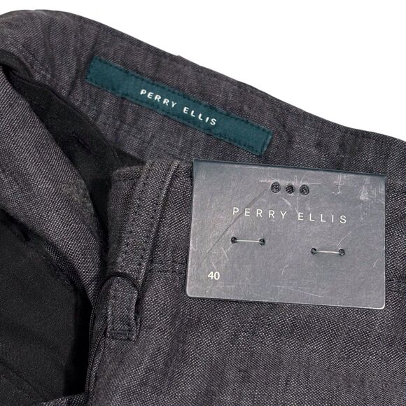 Perry Ellis Linen Drawstring Pants Slate Gray Mens Size 40 Straight Casual NWT - Picture 8 of 13
